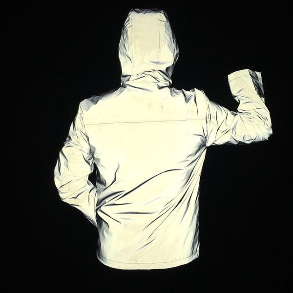 

processing reflective jacket trench coat coat men and women trend clothing sample processing, Black;brown