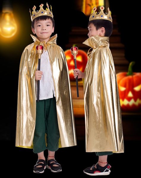 

дети королевский принц корона скипетр плащ мыс маскарадный костюм реквизит косплей аксессуар, Black;red