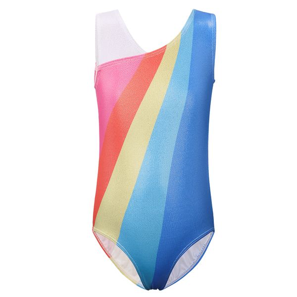 

baohulu ballet gym leotards kids shiny rainbow fabric sleeveless gymnastics leotards for girls ballet dance training bodysuits, Black;red
