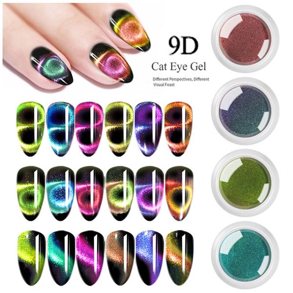 

1pc creative 9d galaxy cat eye nail gel glitter powders 12 colors with brush magnetic uv gel magnet diy nail art manicure decor, Silver;gold