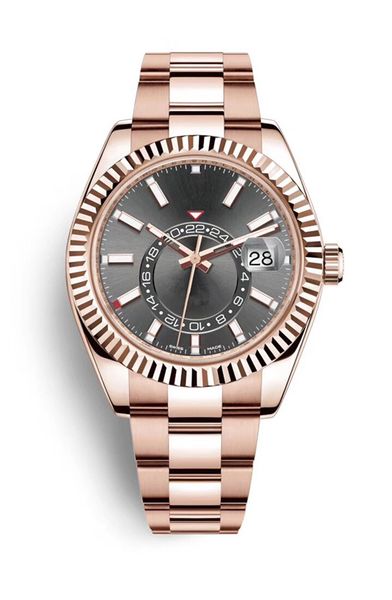 

luxury mens watches new mens automatic mechanical calendar 42mm watch stainless steel sky-dweller gmt mens luminous business waterproof 30m, Slivery;brown