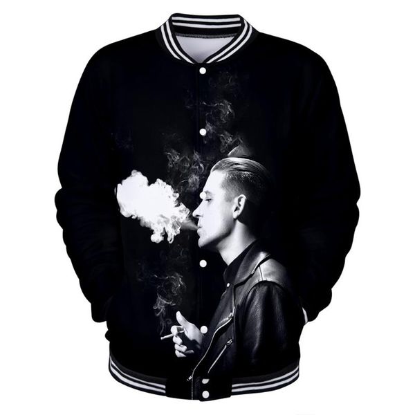 

3d print rapper g-eazy black jacket men/women classic coolest 3d smoking handsome g eazy baseball jacket, Black;brown