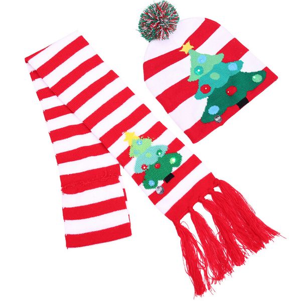 

christmas child hat scarf new color ball hat christmas halloween led light knit hat, Black;white