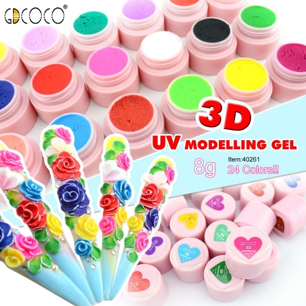 

gdcoco nail art design 3d painting gel soak off uv led plasticine gel 3d modeling diy nail design sculpture varnish, Red;pink