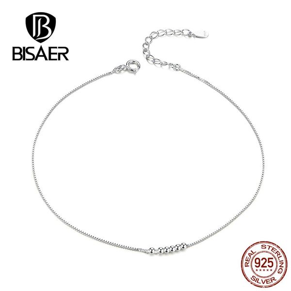 

bisaer anklet 925 sterling silver jewelry for women gift female classic design chain for female leg silver hst007, Red;blue