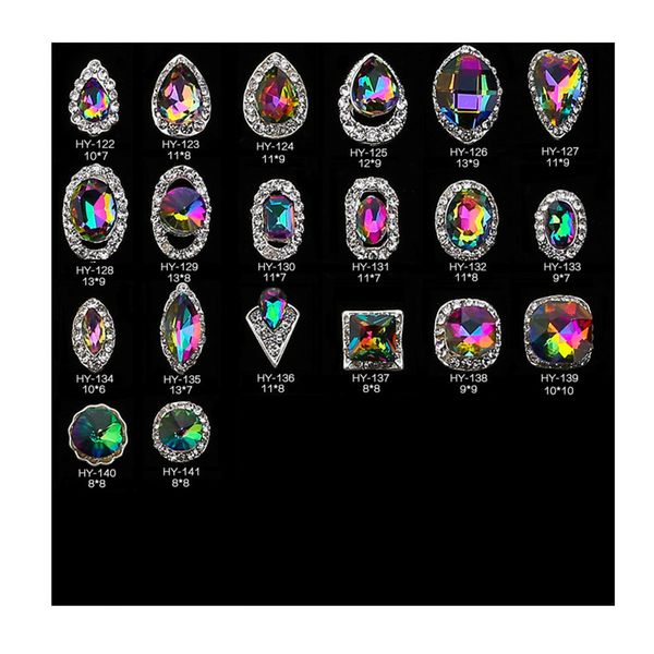 

20 pcs/set 3d nails art decor alloy glitter crystal beads charms manicure nail tips decoration gift qq99, Silver;gold