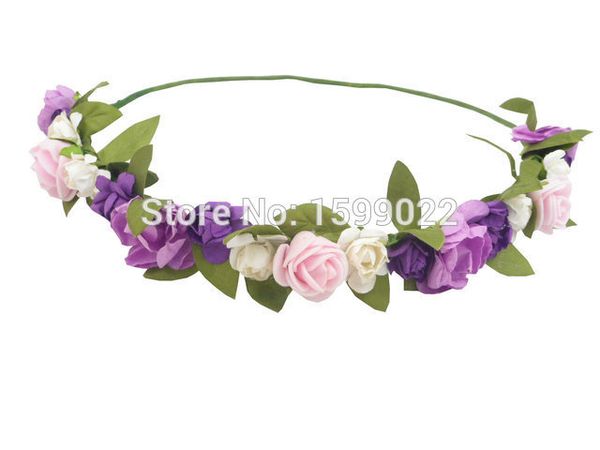

6pcs/lot purple flower crowns bridal head band vintage dance headbands performance headdress fairy wedding floral hair garlands, Golden;white