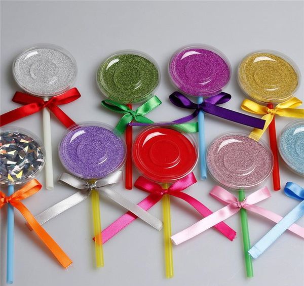 200pcs parıltılı lolipop kirpikler kutusu 3D vizon kirpik kutuları sahte sahte kirpikler ambalaj çanta boş kirpik kutusu kozmetik araçlar