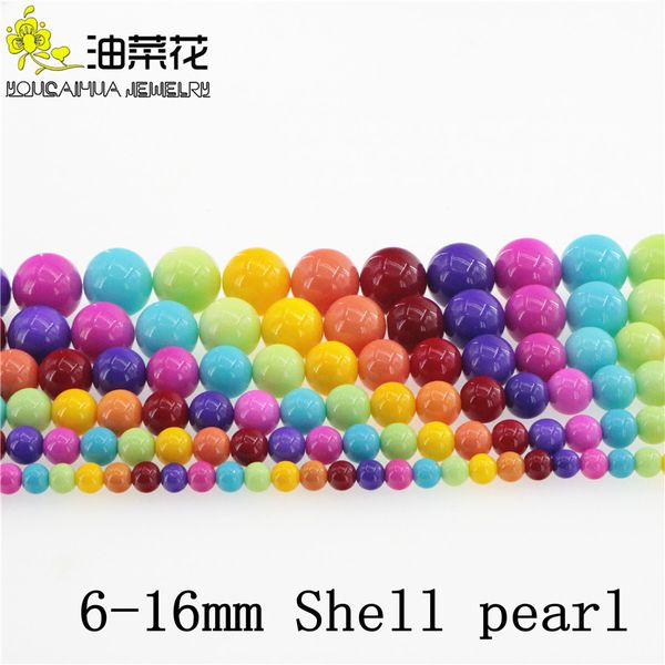 

wholesale 6 8 10 12 14 16mm mixed color fashion bright candy color pearl shell pears spacer loose diy jewelry bracelets necklaces making
