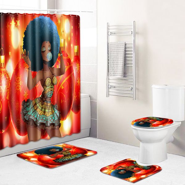 

52african women's new creative shower curtain from europe and the united states cross border goods wholesale to map customized toilet c