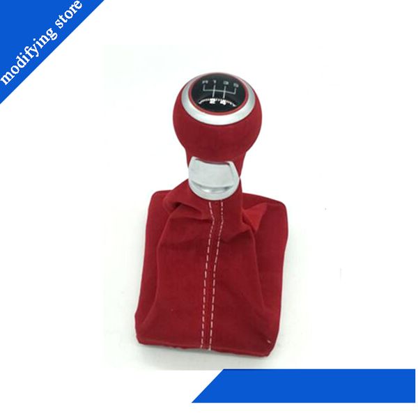 

gear shift knob 5 or 6 speed red suede for a4 b8 5 gear