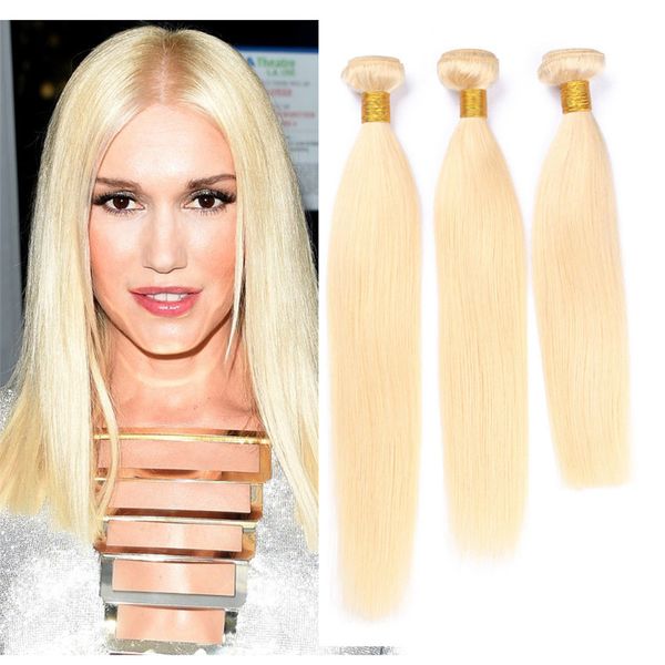 3 Bundles Silky Straight Human Hair Weave Extensions Blonde Virgin