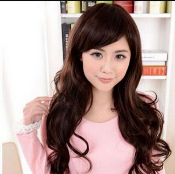 Wig New Womens Long Wavy Hair Side Bangs Lady Cosplay Party