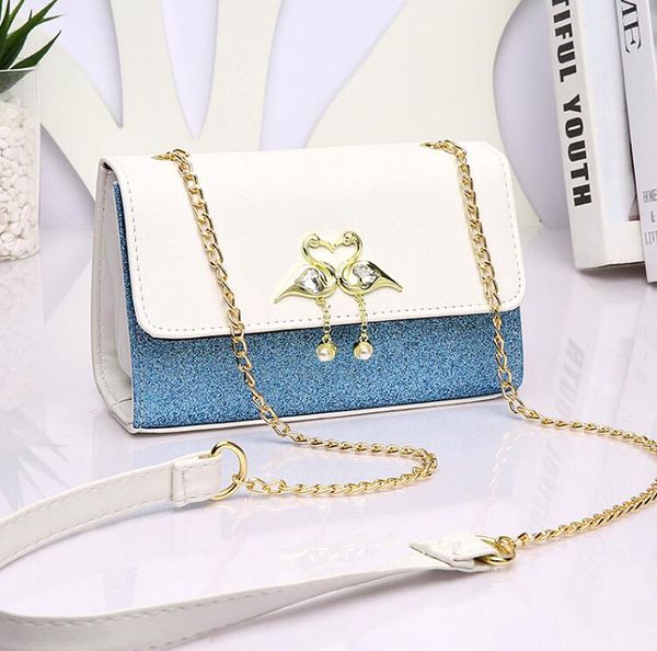 

new fashion women cross body bags wholesale lady sequins chain shoulder bag small flap sister totes