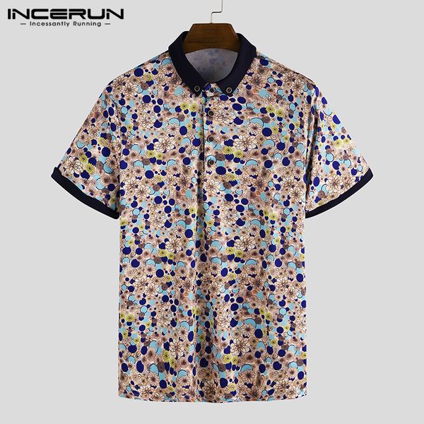 

incerun мужская мода повседневная рубашка печатных 2019 нагрудные дышащий с коротким рукавом chic камиза streetwear отдыха мужчины гавайские, White;black