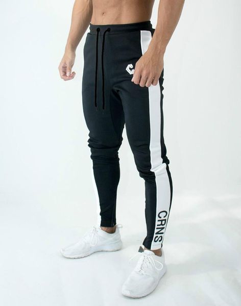 

mens joggers casual pants fitness men sportswear bottoms skinny sweatpants trousers fashion gyms jogger track pants, Black