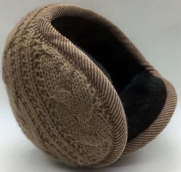 

warm winter knitting earmuffs fashionable folding earflap, Blue;gray