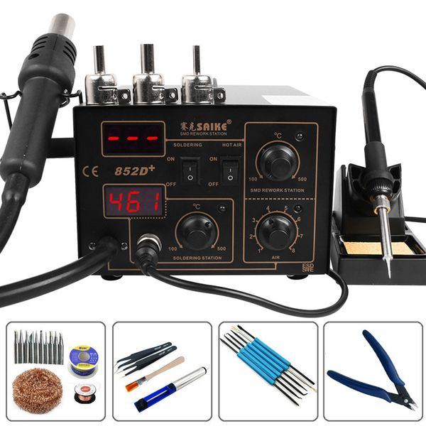 

saike 852d+ heat gun air pump type digital desoldering station soldering iron rework soldering air gun phone repair welding