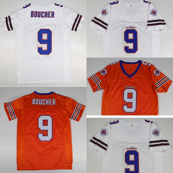 Bobby Boucher #9 The Waterboy Football Jersey Adam Sandler Orange All stitched