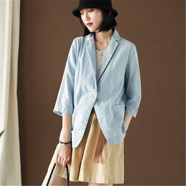 

blazer jacket women new summer thin linen suits blazers single button women's fashion casual ladies work suit outerwear yt5083, White;black