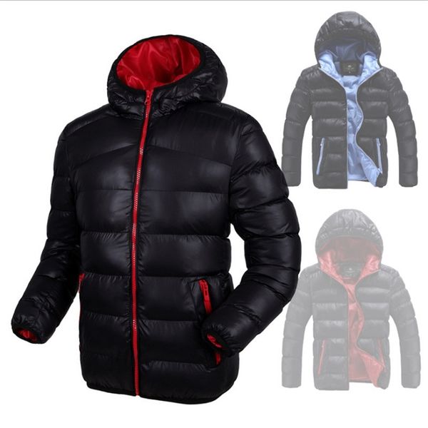 

male warm duck down coat hooded jacket jaqueta masculina chaqueta hombre brand down jacket men winter jackets, Black