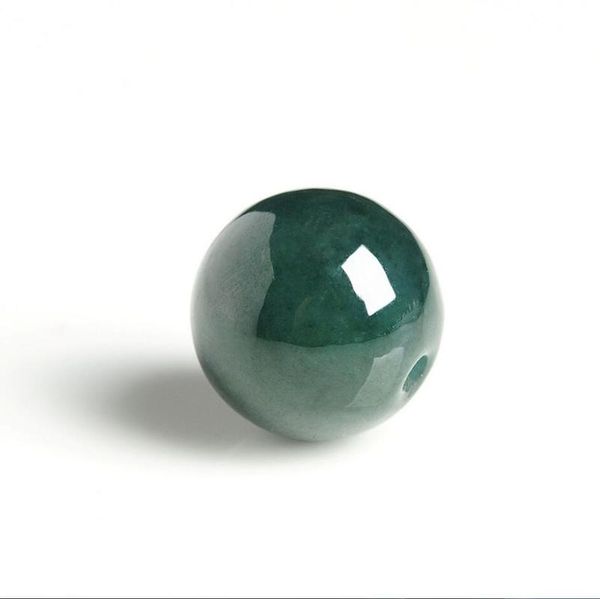 

wonderful 100pcs a grade natural oil green jade jadeite 14mm loose beads diy bracelet ing
