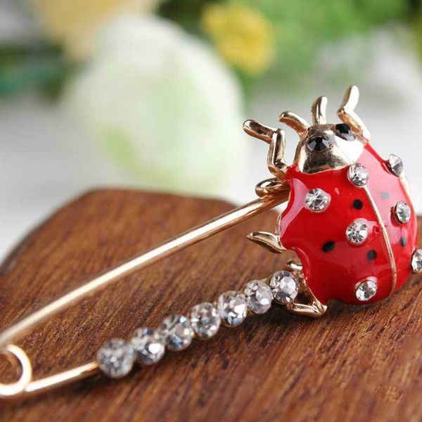 

large enamel ladybird bug insect safety pin brooch womens fashion jewellery, Gray