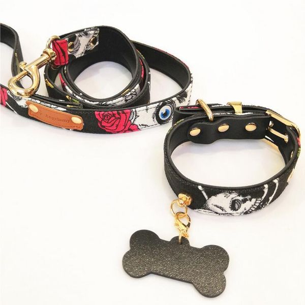 

pet cat dog safety traction pet leash small dog id tag collar leash set printing star product accessory