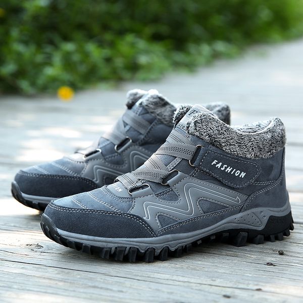 

men suede plush outdoor shoes mens shoes soft cotton snow boots tooling short boots male walking sneakers, Black