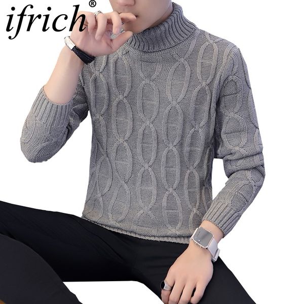 

winter sweater men 2018 thick warm pullovers turtleneck sweaters slim fit elastic mens clothes casual male pullover knitted, White;black