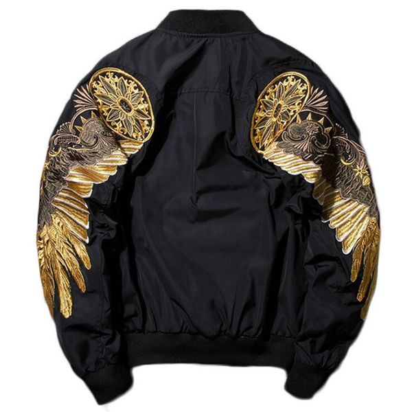 

aboorun 2017 mens bomber jacket gold wing embroidery jacket dropshipping suppliers usa, Black;brown