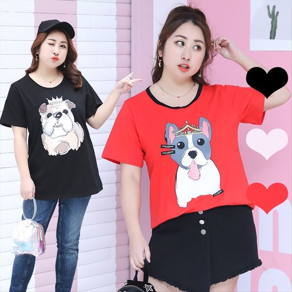 

2019 season large size women's fat mm printing base shirt women's large size short sleeve t-shirt women ys100, White