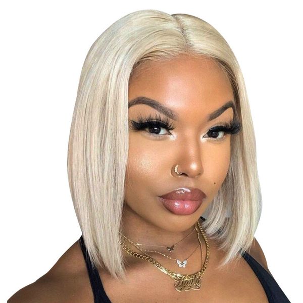 

13x4 straight lace front wig bob lace front wigs malaysian hair remy hair short human hair wigs 613, Black