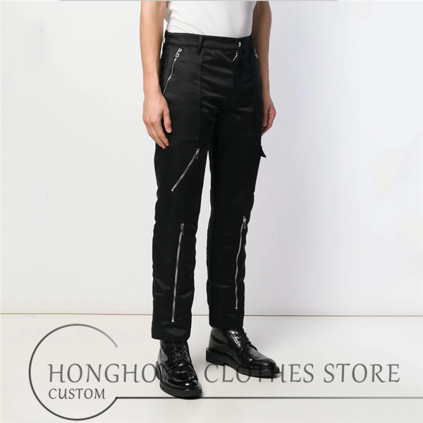 

27-44 customized fashionable spring and autumn leisure pants youth personality slim straight pants oversized men's overalls, Black