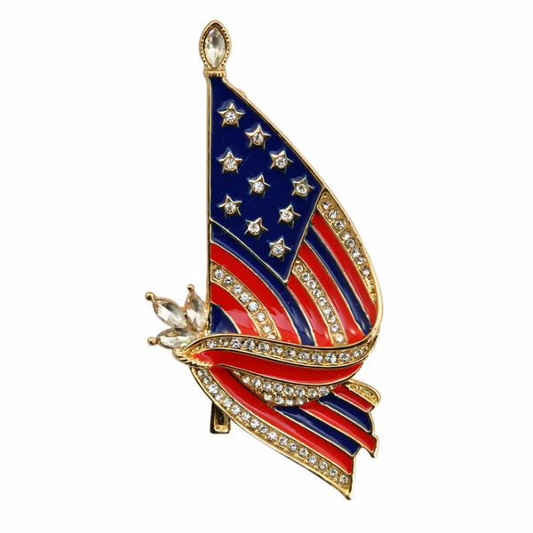 

rhinestone american flag drop oil-encrusted diamond brooch friendship memorial flag badge alloy brooch craft gift wholesale, Gray