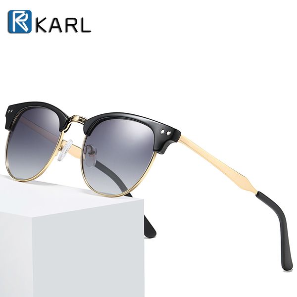 

karl 2020 new polarized sunglasses women designer semi-rimless sunglasses vintage driving eyewear blue shades lady, White;black