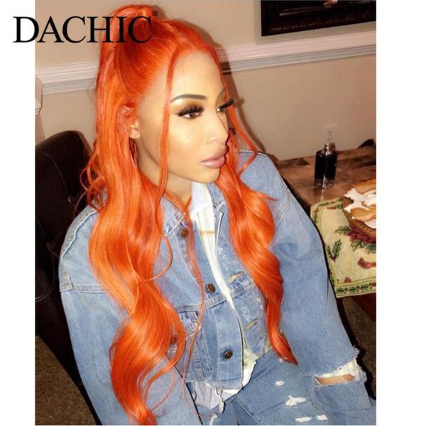 

350# orange red pre plucked lace front human hair wigs body wave 13x4 150% brazilian remy hair colored lace frontal wigs, Black;brown