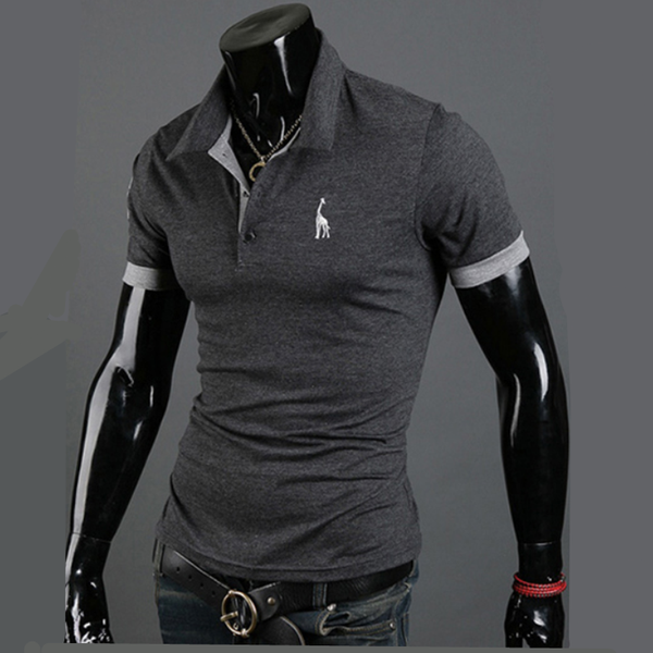

biaolun brand polos men deer embroidery giraffe shirt men casual patchwork male clothing shirt, White;black
