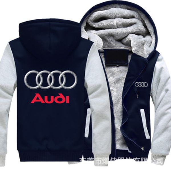 

audi print sweaters zipper hooded thicken men's jackets outdoor high-grade windproof warm designer coats ing, Blue;gray