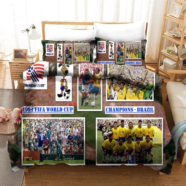 

1994 champion brazil football classic theme bedding set bedroom decor 100% microfiber soft 1pc duvet cover with pillowcases