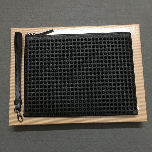 

new fashion red bottom women clutch bag genuine leather men envelope studded spikes wallet evening female clutches