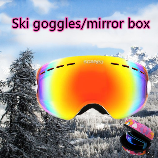 

children ski goggles anti-fog dual layer eyewear on for winter skiing snowboarding sunglasses with goggles case hard zipper box