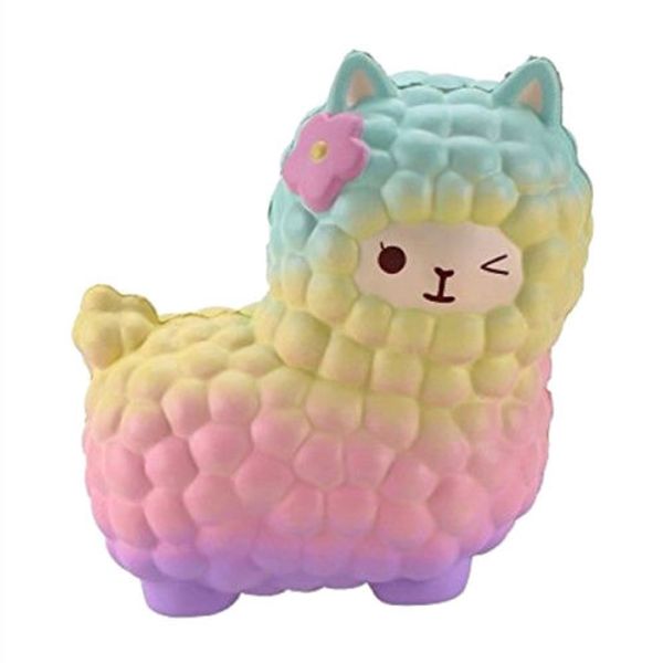 

Pudcoco 1Pcs Rainbow Jumbo 12cm Squishy Alpaca Galaxy Super Slow Rising Cream Scented Sky Animal Toys
