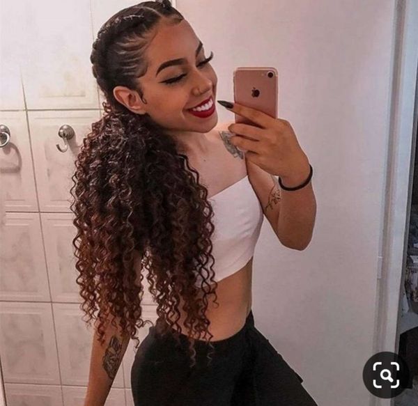 

160g gorgeous curly long pony tail hairpiece wraps around remy hair ponytail human extension clip in drawstring two combs, Black