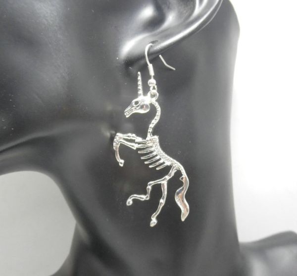 

pretty punk earrings for women personality alloy dangle earring color silver jewelry fashion hyperbole unicorn skeleton drop earring, Golden