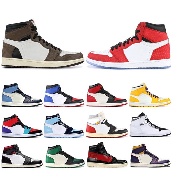 

new style obsidian travis scotts high og gym red 1 basketball shoes spiderman unc 1s 3 phantom mens trainers sports designer sneakers, White;red