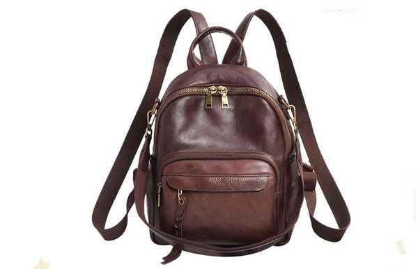 

vintage cow leather women small backpack teenager school bags high quality