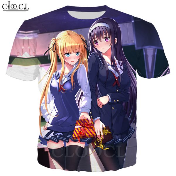 

мода аниме saenai героиня нет sodatekata футболка унисекс 3d печати anime girls короткий рукав мужская одежда повседневная tee tops, White;black