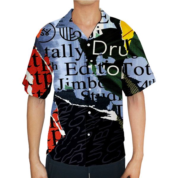 

2019 summer new letter printing custom red hawaiian mens shirt, White;black