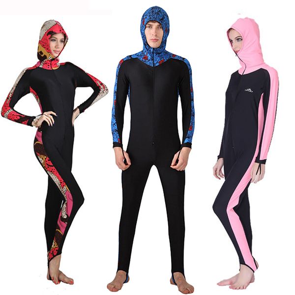 

sbart upf 50+ lycra one piece rash guard with hood diving suit anti uv long sleeve swimwear surf suit men women sun protect